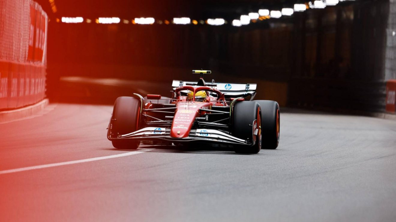 Lewis Hamilton driving the Ferrari SF-25 at the 2025 Monaco Grand Prix