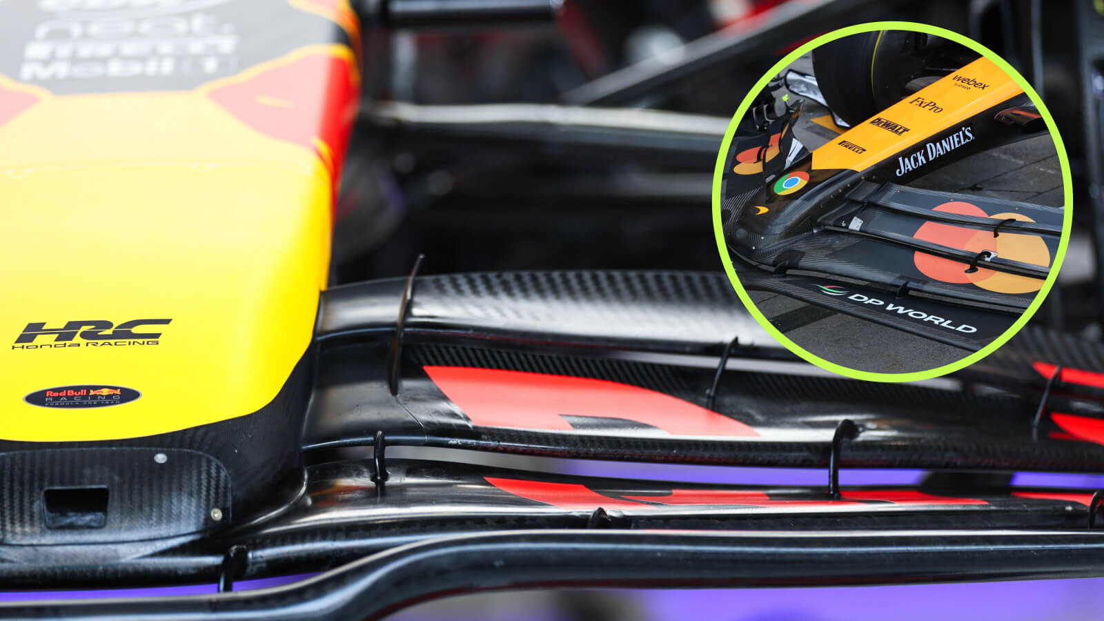 Red Bull and McLaren front wings