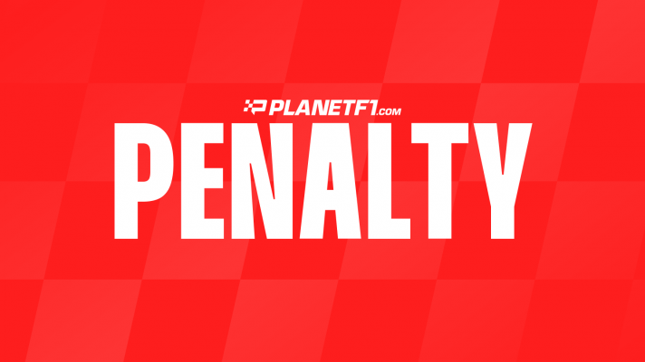 A bright-red image with chequered flag detail and large 'penalty' lettering and the PlanetF1.com logo