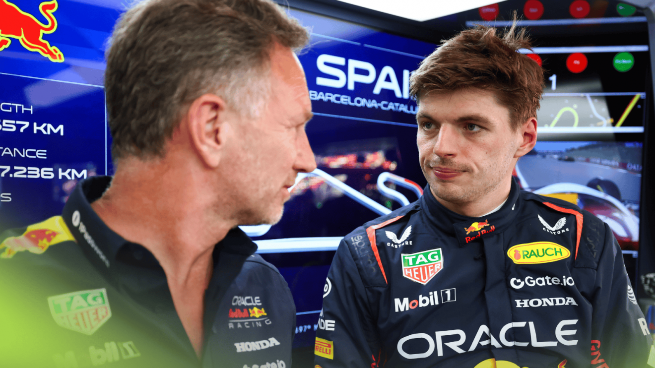 Christian Horner and Max Verstappen look eye to eye in the Red Bull garage