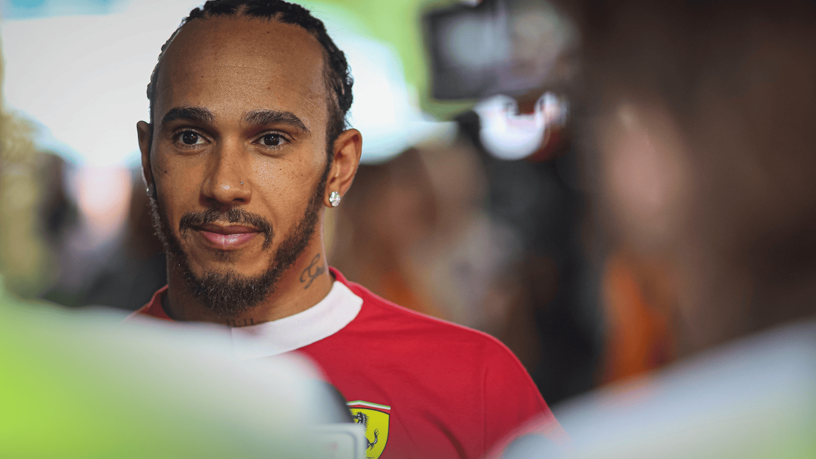 Lewis Hamilton faces the media in Barcelona