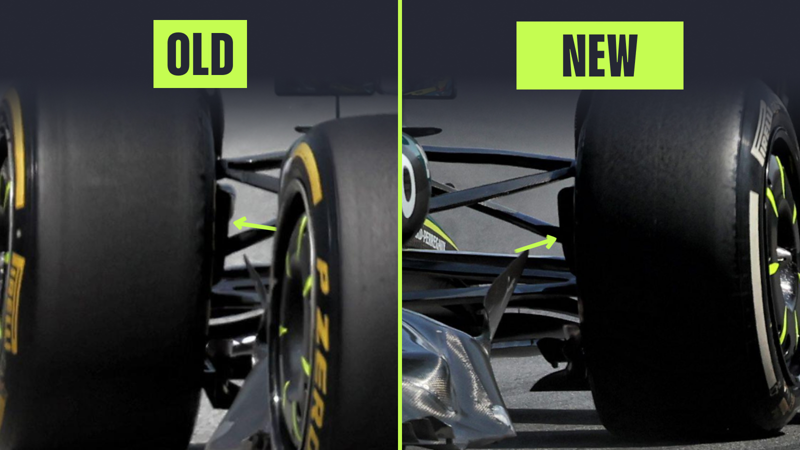 Aston Martin AMR25 front brake duct outlet comparison