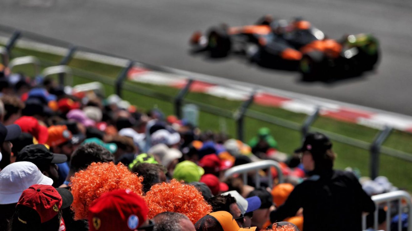 F1 fans in the grandstand at the 2025 Canadian Grand Prix.