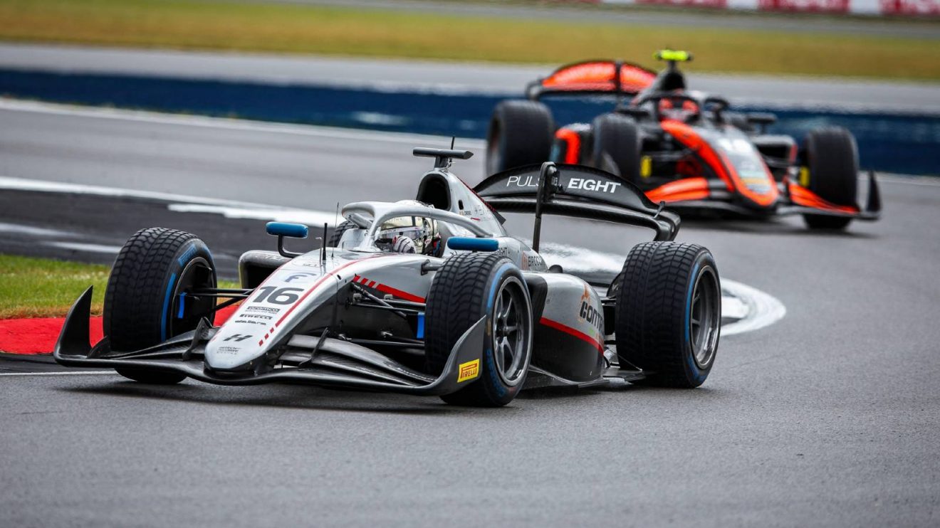Hitech's Paul Aron on track during the 2024 British Grand Prix weekend.