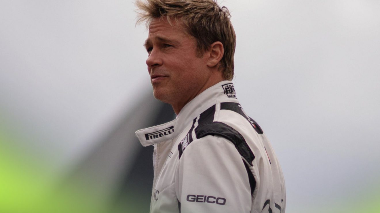 Brad Pitt pictured during filming for F1 the movie
