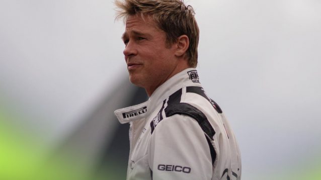 Brad Pitt pictured during filming for F1 the movie