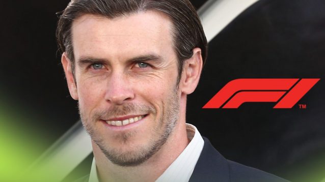 Football icon Gareth Bale pictured at the F1 movie premiere in London, with the F1 logo to his right