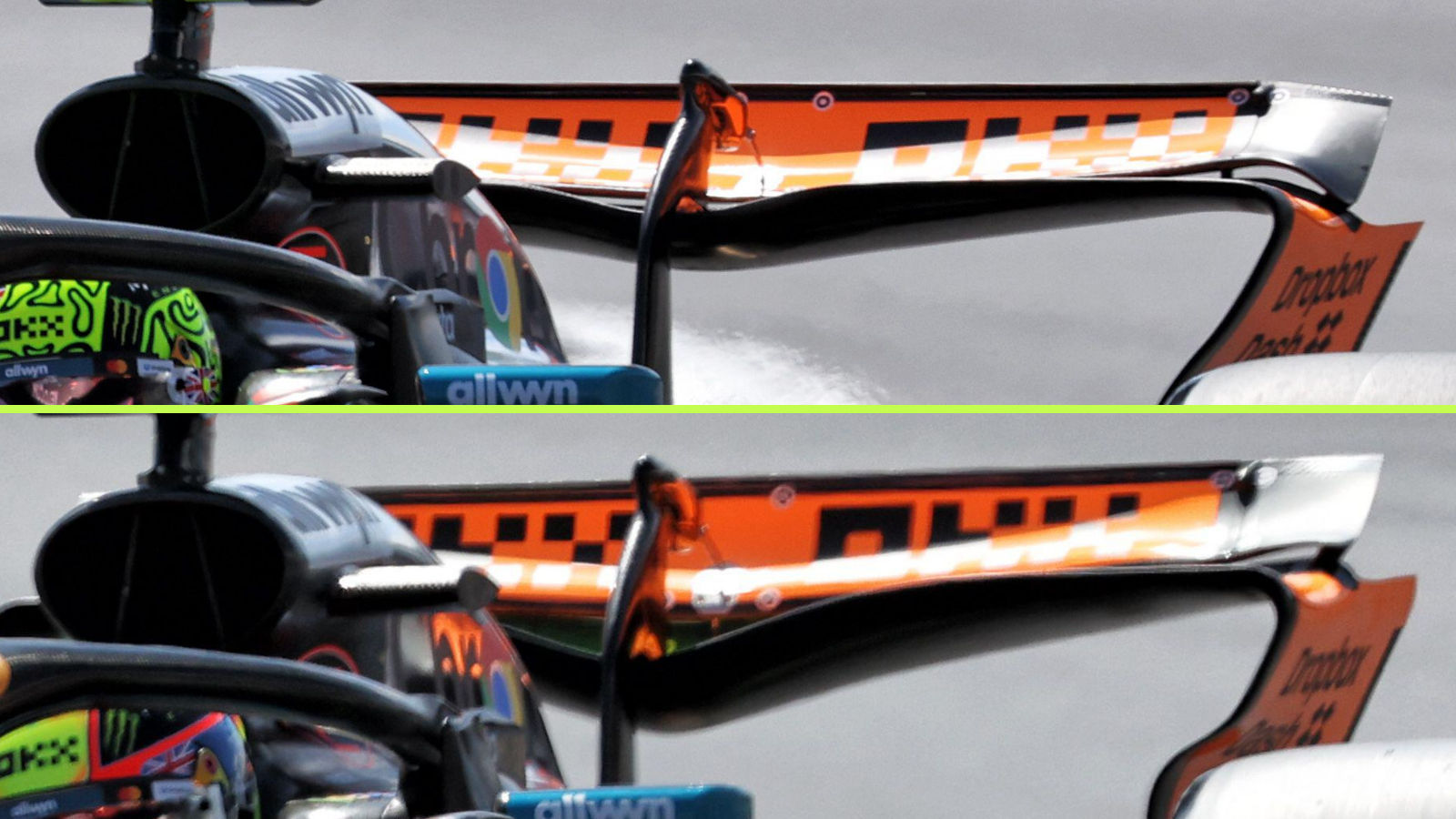 McLaren MCL39 rear wing comparison