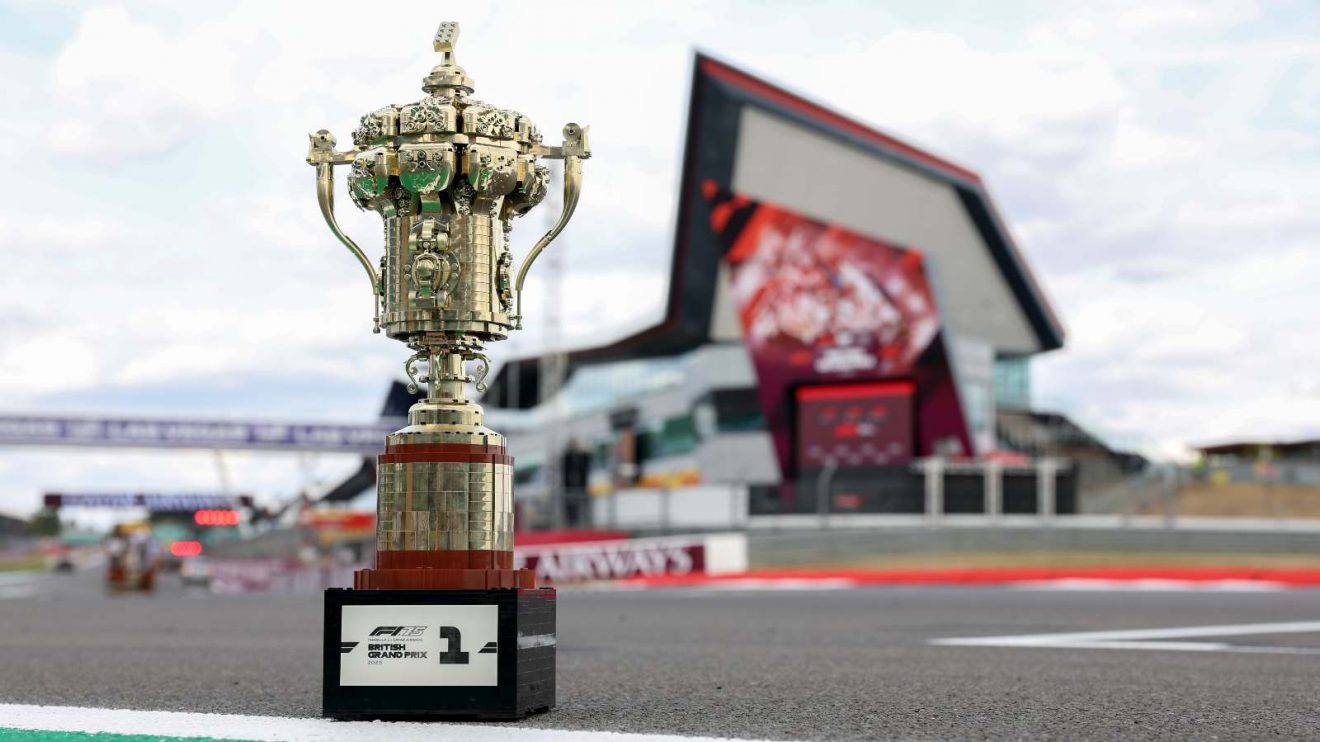 LEGO unveils its British Grand Prix trophies, made entirely of the famous bricks.