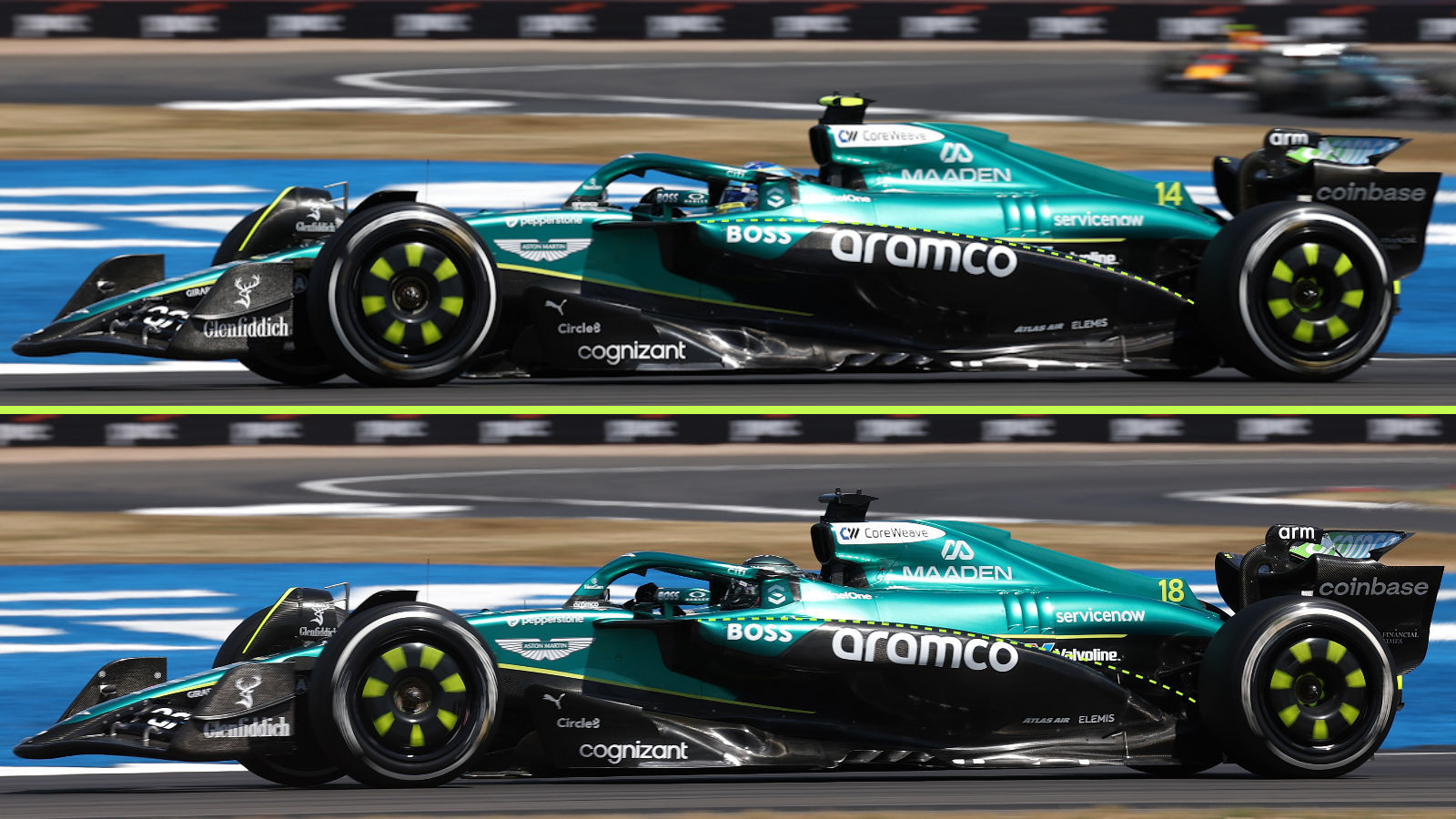 Aston Martin AMR25 sidepod comparison