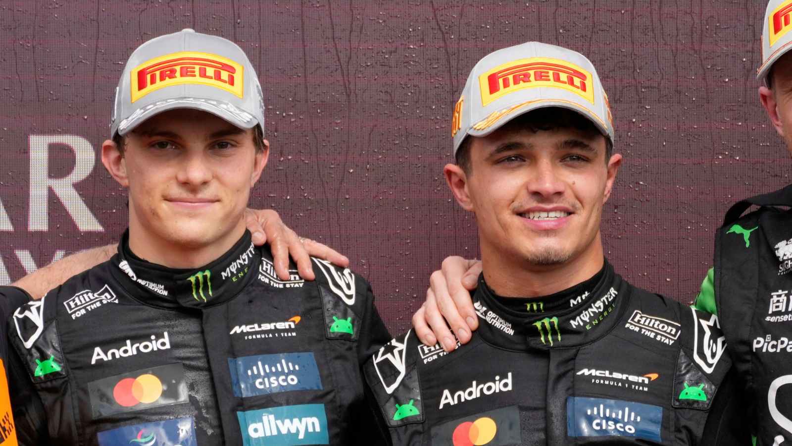 Oscar Piastri and Lando Norris on the podium at Silverstone.