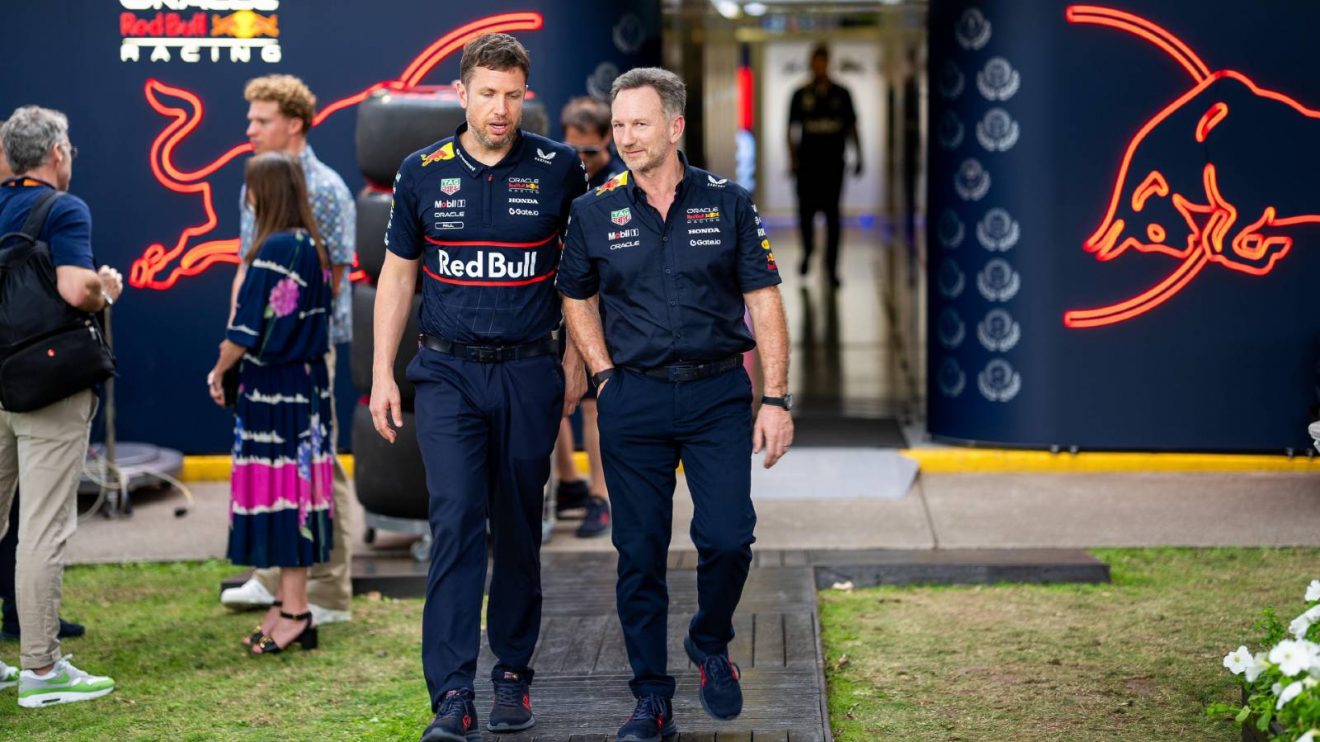 Red Bull's Christian Horner and Paul Smith at the 2025 Australian Grand Prix.