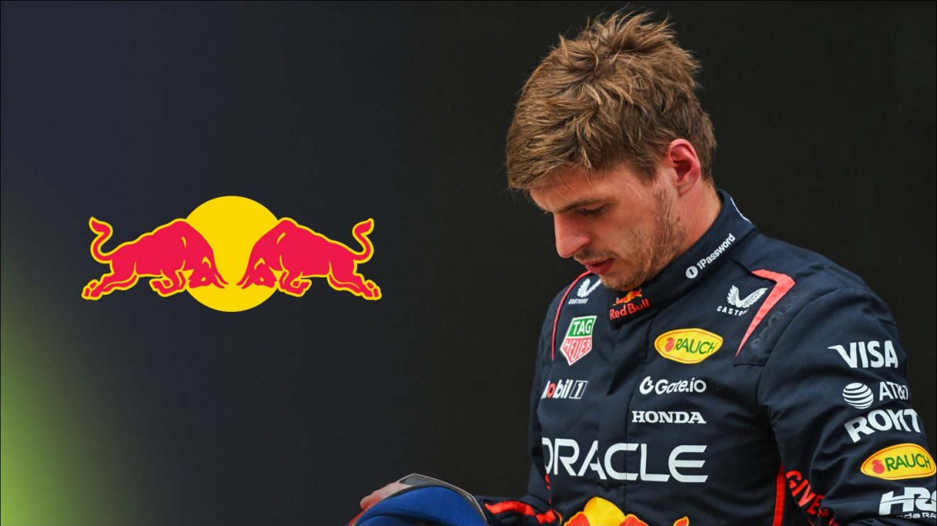Max Verstappen and the Red Bull logo