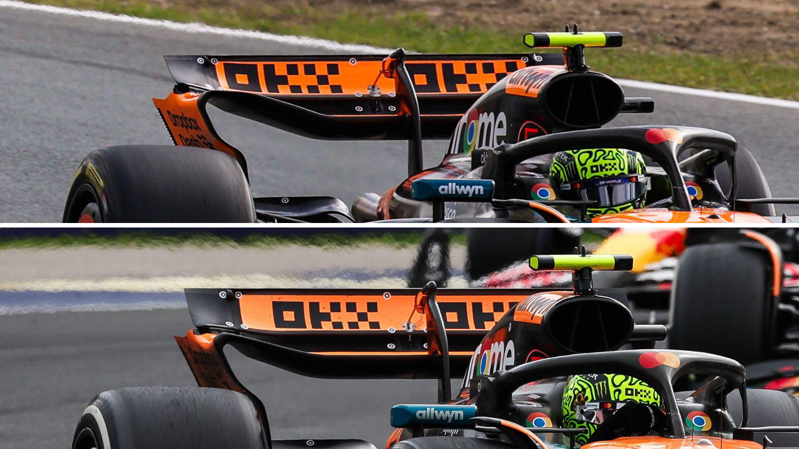 McLaren MCL39 rear wing comparison - Zandvoort
