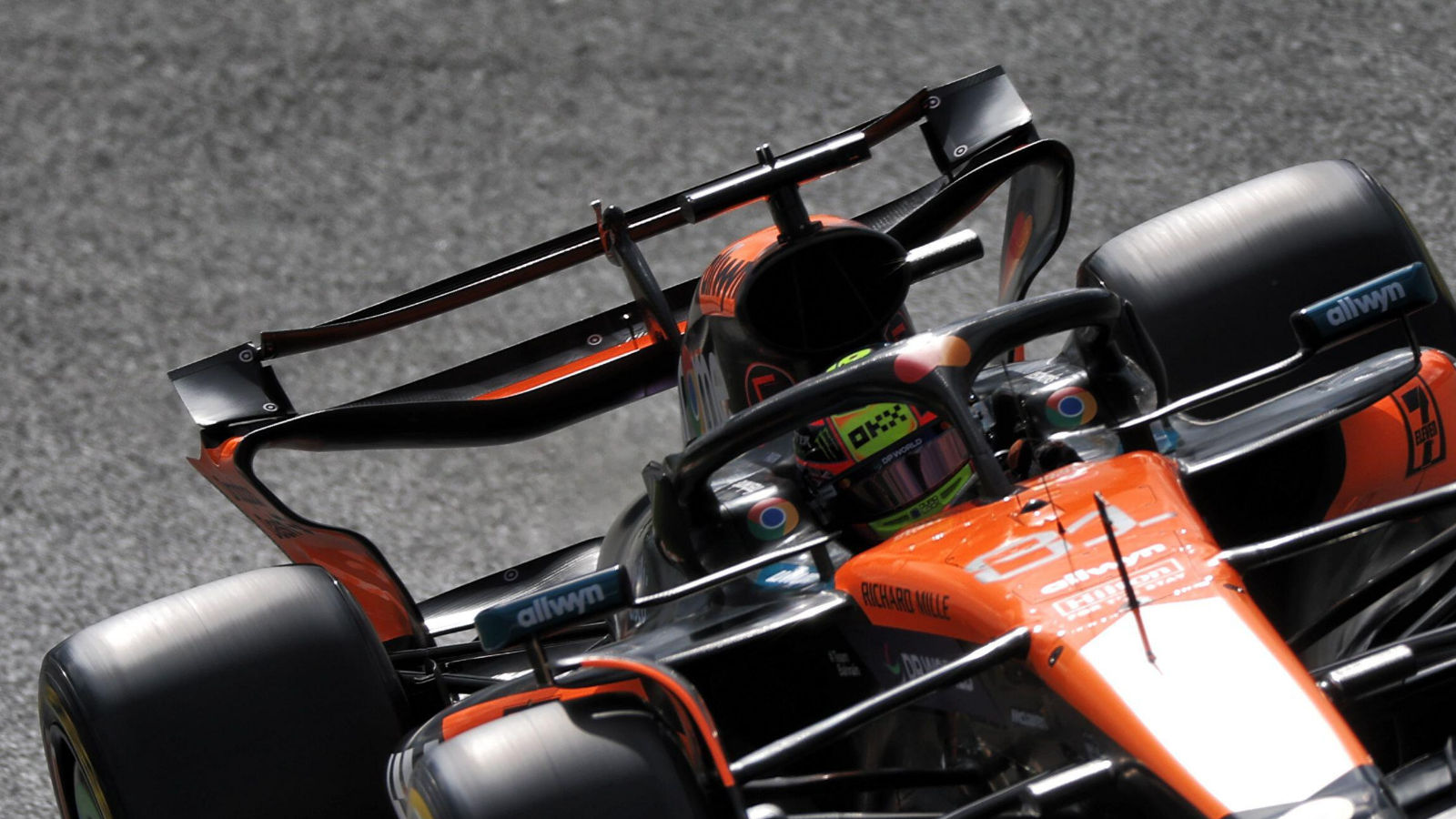 McLaren MCL39 rear wing with DRS open