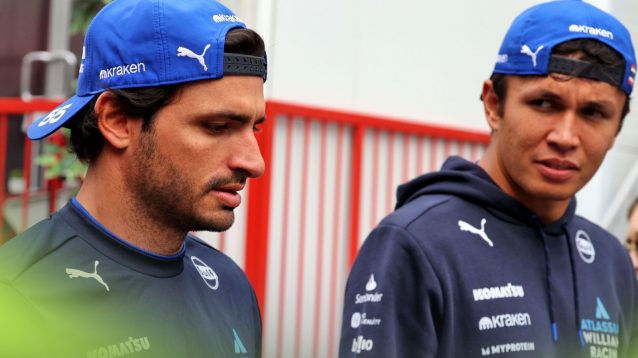 Williams teammates Carlos Sainz and Alex Albon pictured at the 2025 Azerbaijan Grand Prix