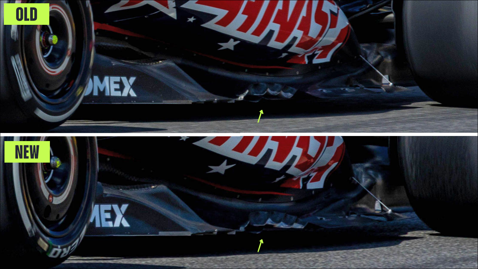 Haas VF-25 floor edge comparison
