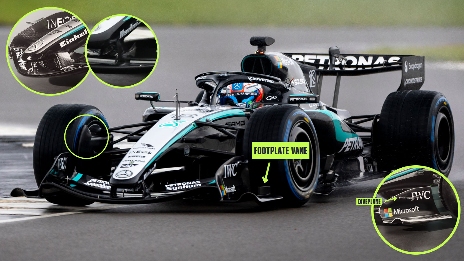 Mercedes W17 front wing and nose comparisons