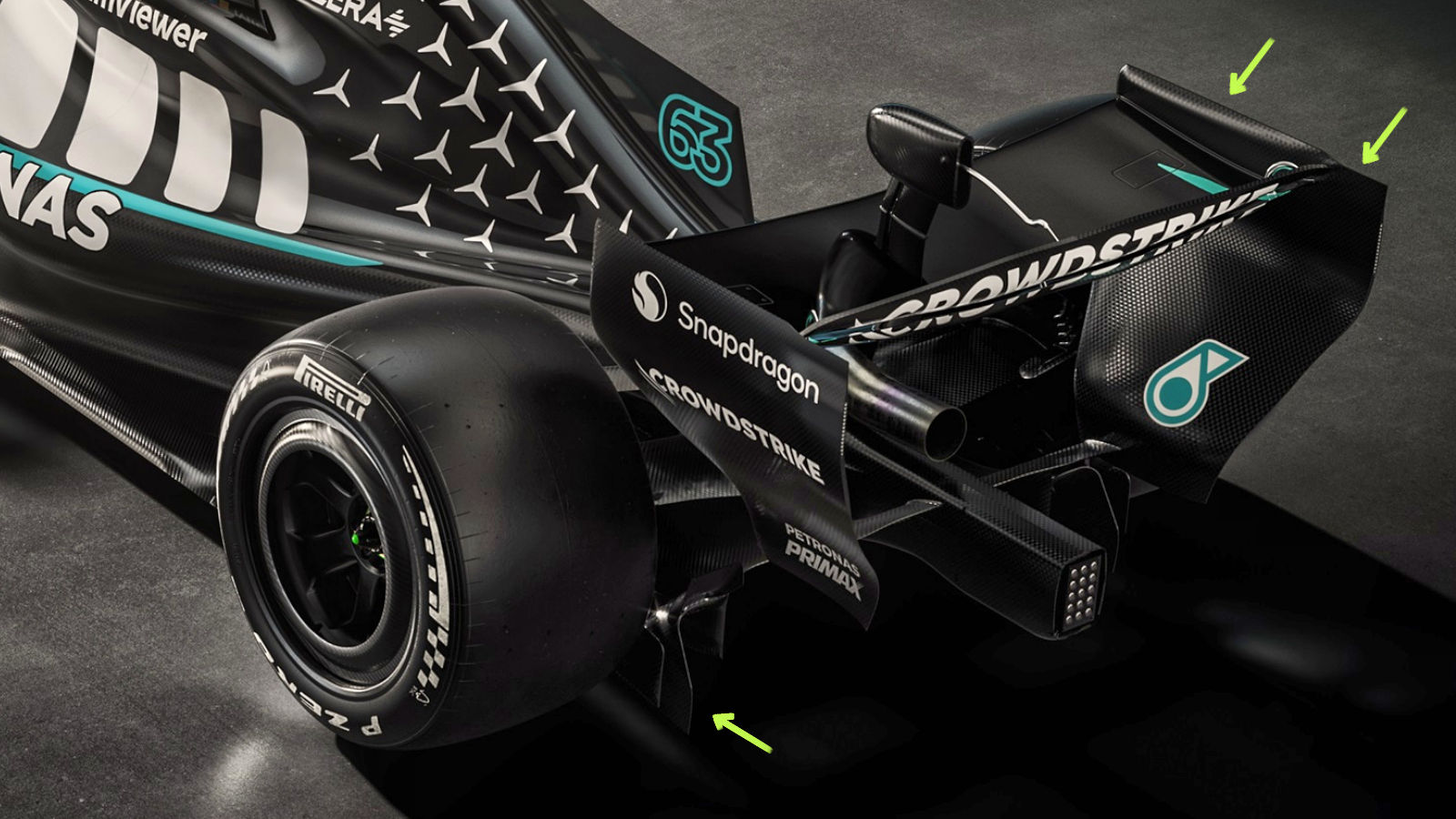 Mercedes W17 rear wing detail