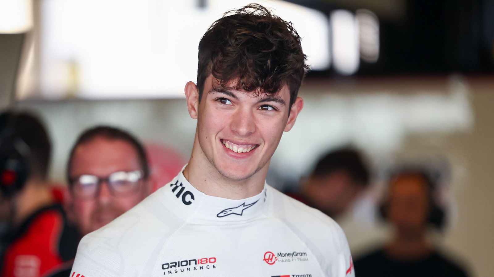 Oliver Bearman in the Haas garage