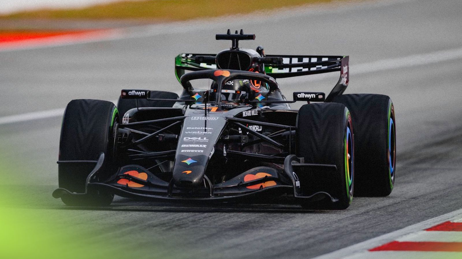 Lando Norris driving the McLaren MCL40 in the Barcelona shakedown