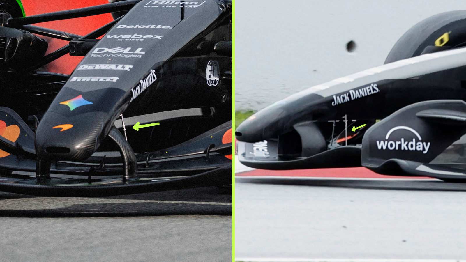 McLaren MCL40 front wing active aero tie rods