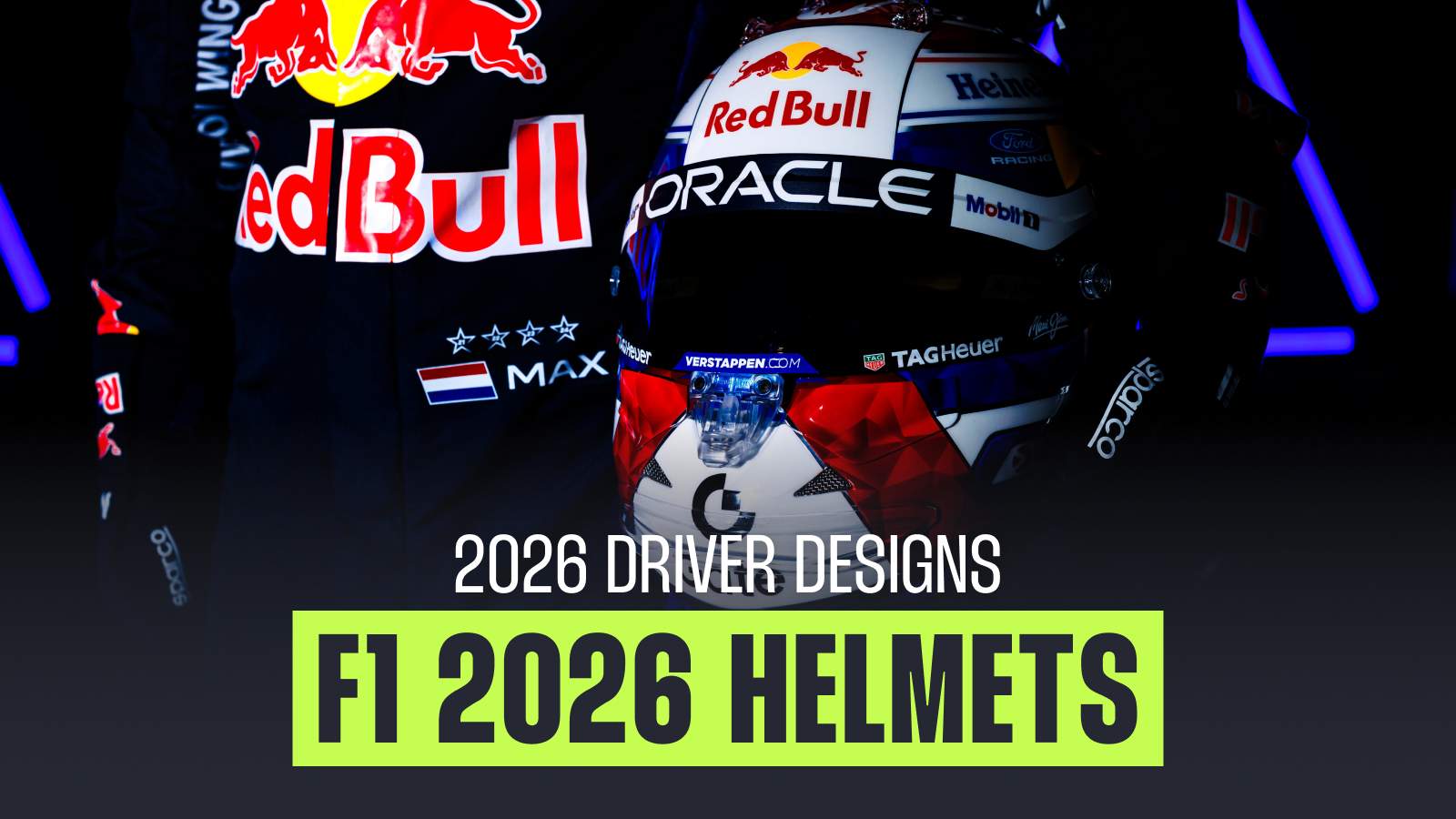 F1 2026 driver helmet designs.
