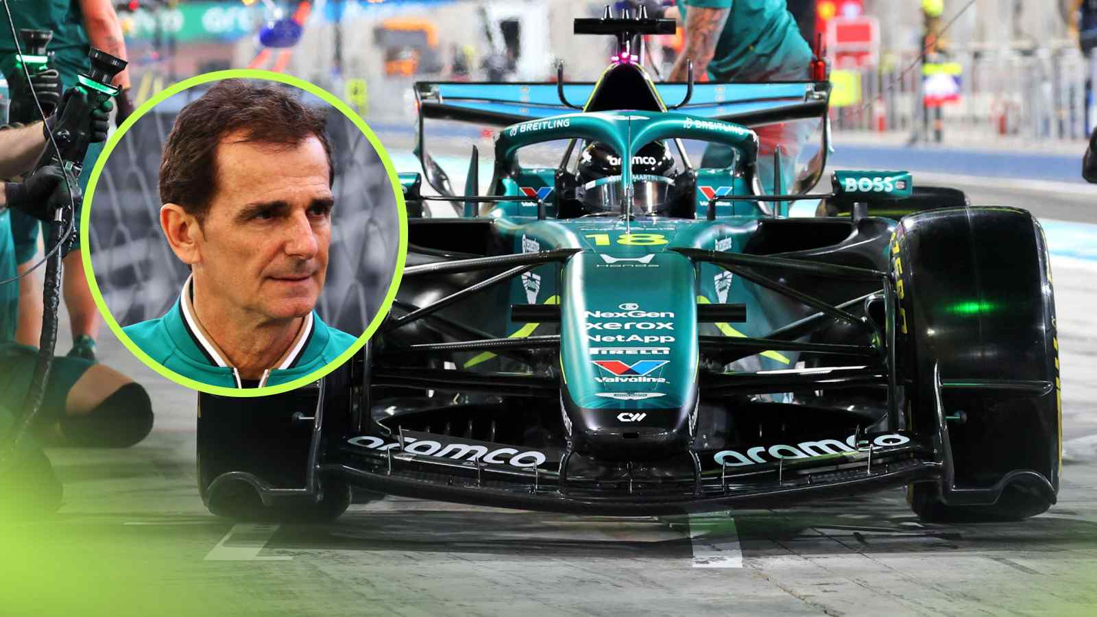 Aston Martin AMR26 with Pedro de la Rosa in inset.