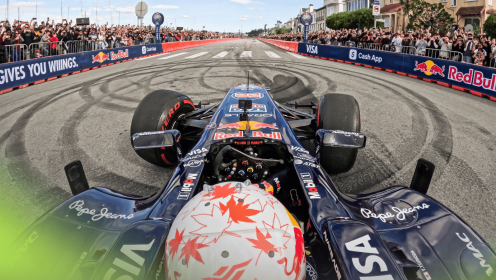 Watch: Yuki Tsunoda makes quick escape as Red Bull catches fire during show run