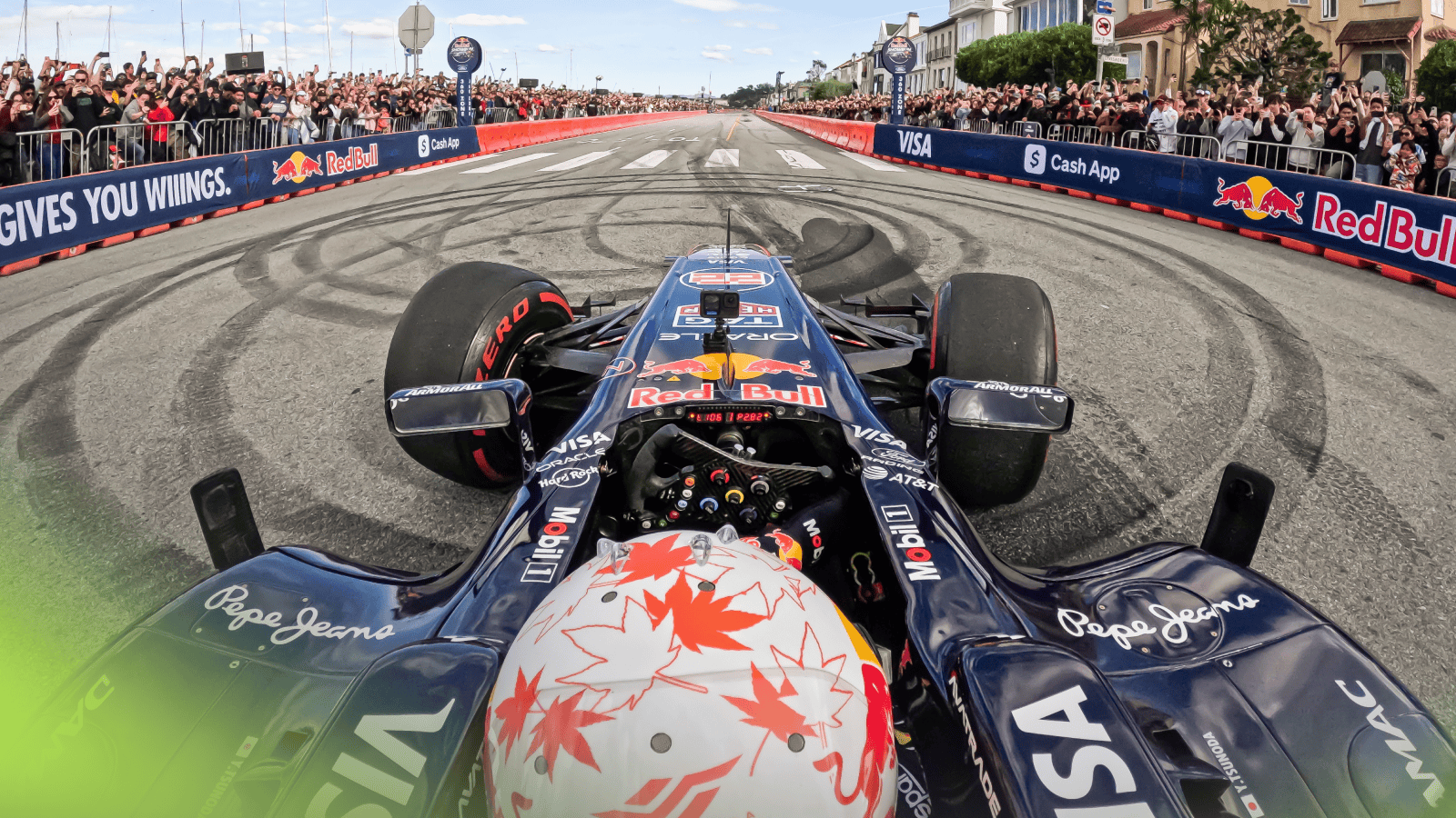 Watch: Yuki Tsunoda makes quick escape as Red Bull catches fire during show run