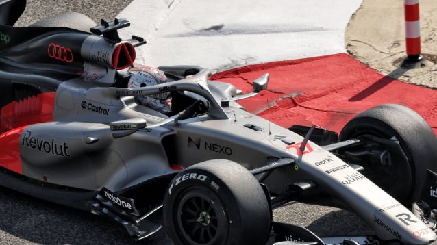 Nico Hulkenberg behind the wheel of the Audi F1 car