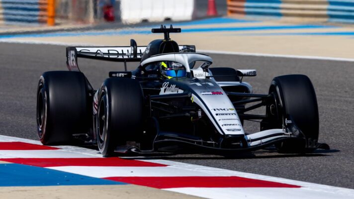 Sergio Perez driving the Cadillac car during Bahrain 2026 testing
