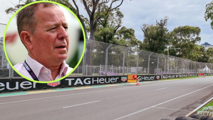 Preparations for the 2026 Australian Grand Prix, as Martin Brundle appears in a top left circle