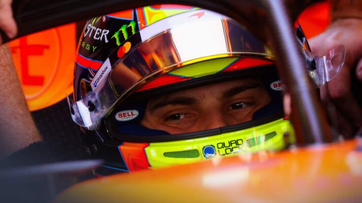 Oscar Piastri in the cockpit of his McLaren MCL40.
