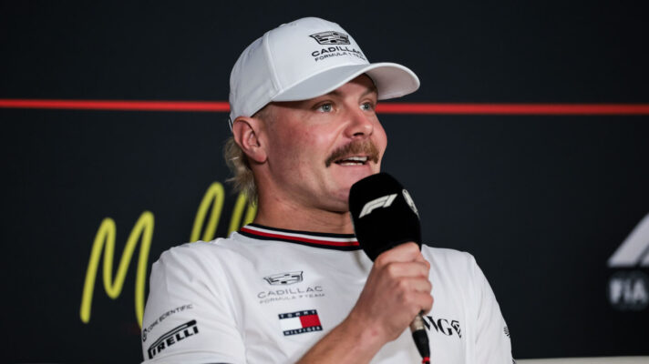 Valtteri Bottas at his first race press conference as a Cadillac driver