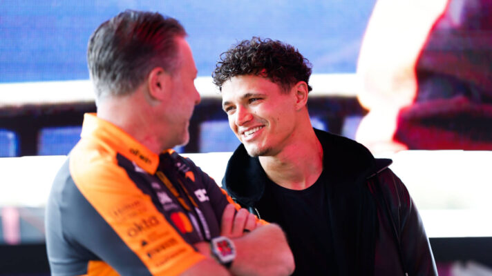 Lando Norris chatting with Zak Brown