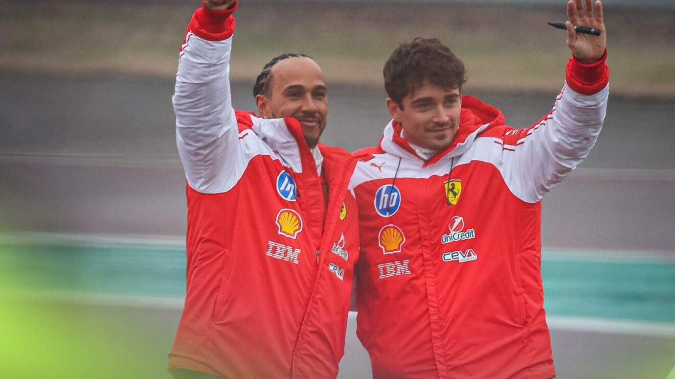 Lewis Hamilton and Charles Leclerc at Fiorano.