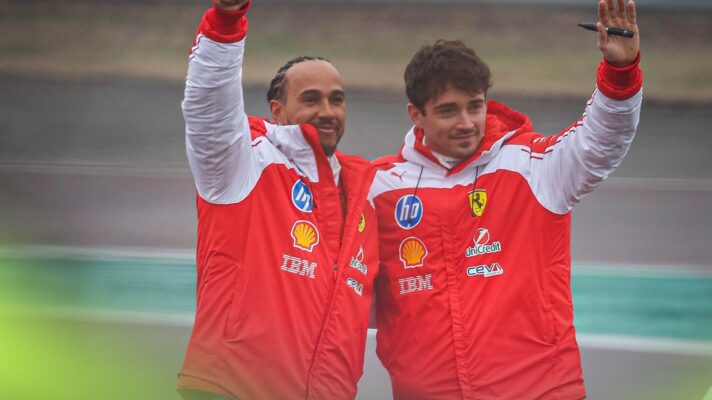 Lewis Hamilton and Charles Leclerc at Fiorano.