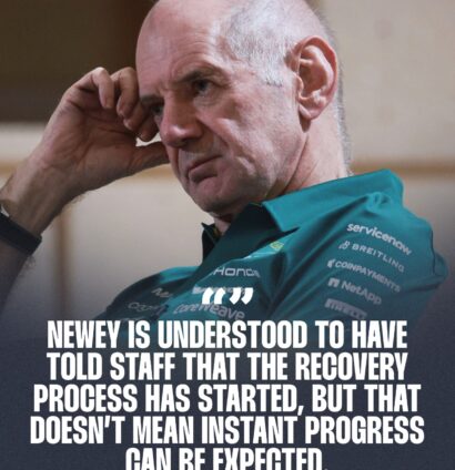 A quote graphic of Adrian Newey looking glum in the Bahrain testing paddock