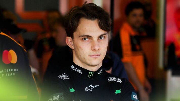 Oscar Piastri in the McLaren garage at the Australian Grand Prix.