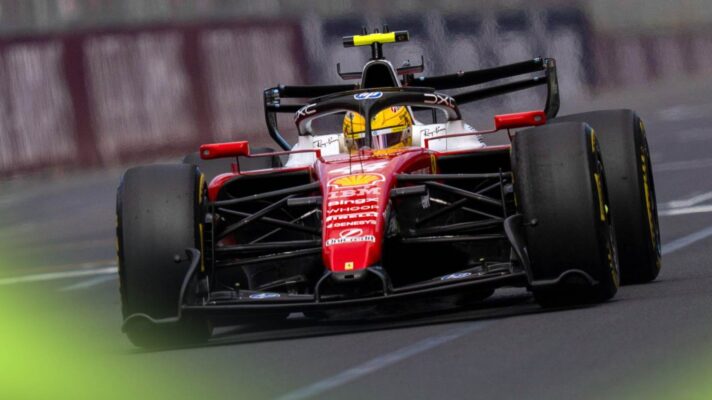 Lewis Hamilton on the pit straight at the Australian Grand Prix.