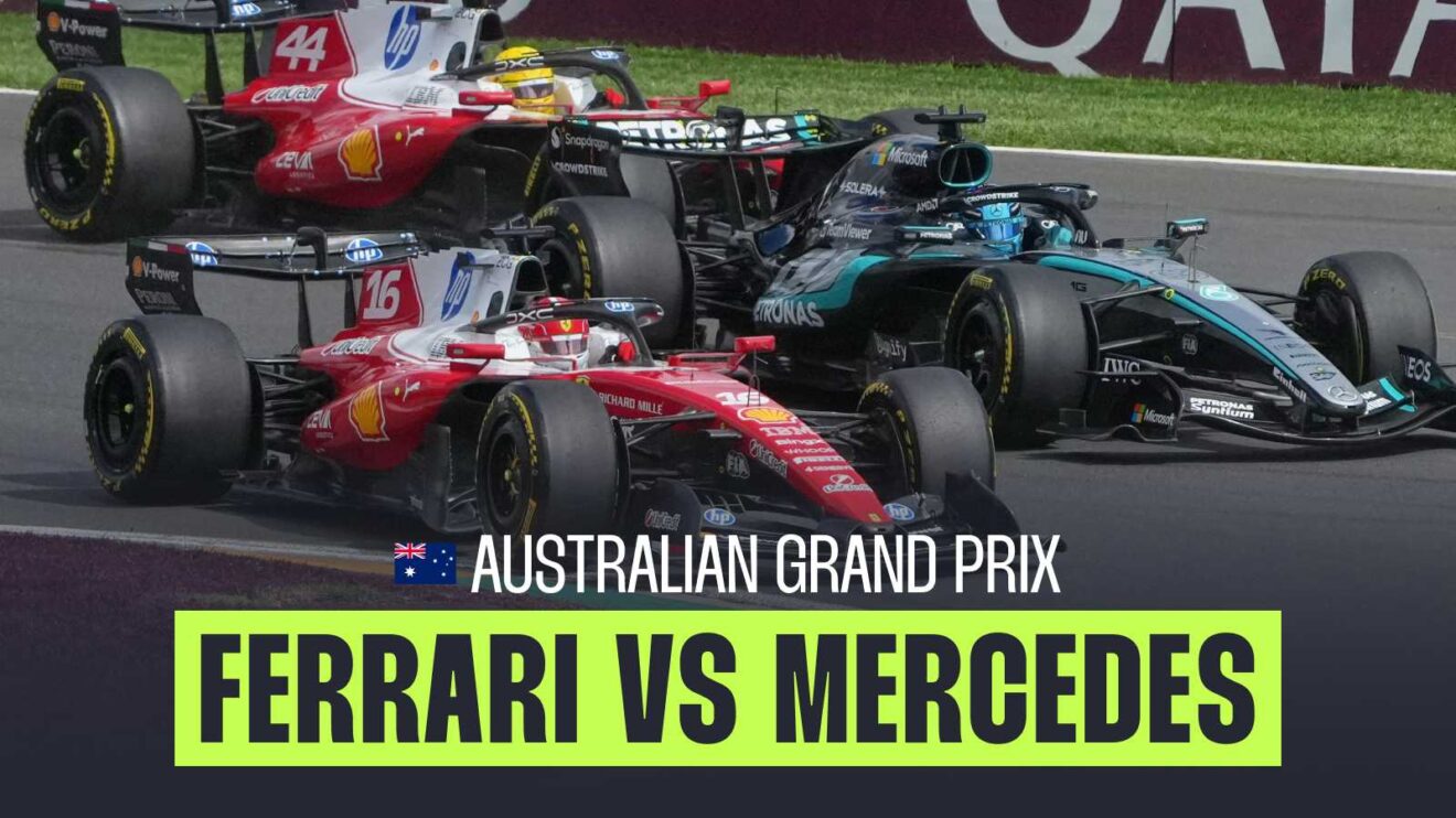 Ferrari vs Mercedes from the 2026 Australian Grand Prix.