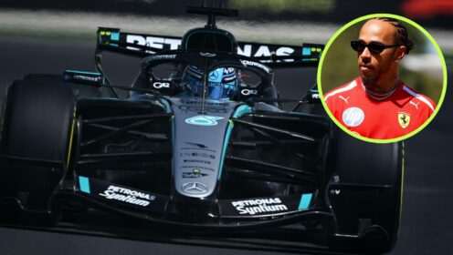 George Russell jokes Lewis Hamilton will complain about Mercedes ‘illegal’ engine