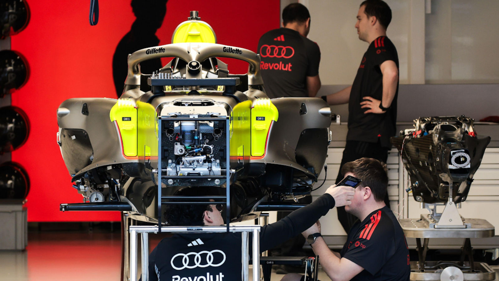 Audi R26 being prepared