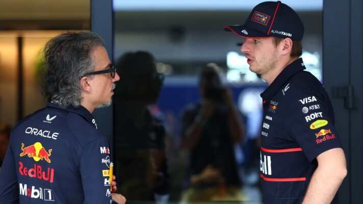 Laurent Mekies and Max Verstappen
