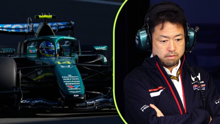 Aston Martin's Fernando Alonso and Honda's Shintaro Orihara at the 2026 Chinese Grand Prix, following a spate of Honda reliability issues.