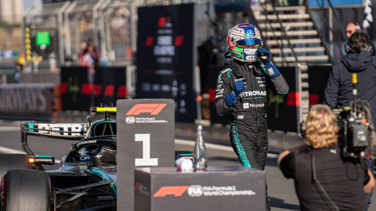 Kimi Antonelli celebrates P1