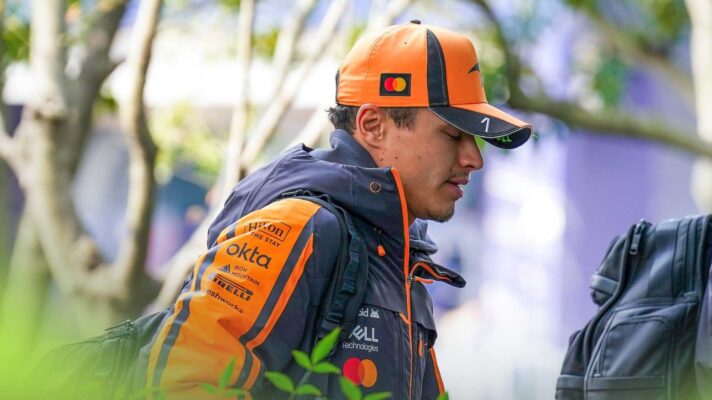 Lando Norris walks away after a DNS for the Chinese Grand Prix.