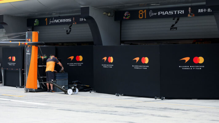 McLaren garages behind screens
