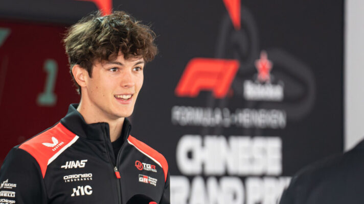 Oliver Bearman is interviewed in Shanghai